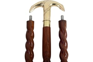 Samara Nautical Bastone da passeggio in legno e metallo, da uomo, con manico in ottone, colore: marrone