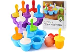 BEFOL Eisformen Silikon,2 Stück Eisformen Eis am Stiel Formen Silikon,7 Mulden Eisform mit Kunststoffstäbchen,Eisformen Kinder BPA Frei, Mini Eis Form, Eisförmchen Popsicle Formen (Blau Lila)
