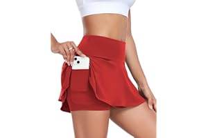 werfami Tennisrock Damen Sport Tennis Rock 2 in 1 Sommer Rock Golfröcke Faltenrock Plisseerock Skater Rock Golf Sport Laufen Minirock Hohe Taille Skorts
