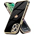 Urarssa for iPhone 14 Case Cute Bling Plating Heart Design Cases Women Girls Shockproof Bumper Silicone Slim Protective Cover for iPhone 14, Black