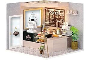 Spilay Dollhouse DIY Miniature Wooden Furniture Kit,Mini Handmade Doll House Model with Dust Cover & LED,1:24 Scale Creative Woodcrafts Toys for Adult Friend Lover Birthday Gift H021