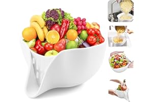 PGTC Cesto escurridor Multifuncional,Bol Escurridor pequeño Plegable con Pico para lavar Ensaladas de Frutas y Verduras,Cesto Escurridor y Escurridor de cocina,Escurridor de pasta de Silicona (Blanco)