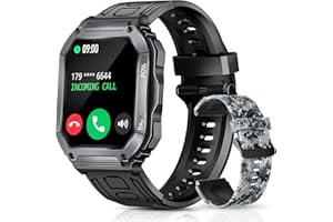 PASONOMI Smartwatch Herren mit Telefonfunktion 1,8" DIY HD Voll Touchscreen Armbanduhr 100+ Sportmodi Fitness Tracker IP67 Wasserdicht Sportuhr mit Schlafmonitor Schrittzähler Message Reminder (Schwarz)