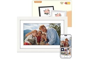 Eptusmey Marco de Fotos Digital WiFi 10.1 Pulgadas Madera de Roble Memoria Integrada de 32 GB Pantalla Táctil IPS HD de 1280x800, Rotación Automática, Comparta Fotos Videos a Través de la Uhale