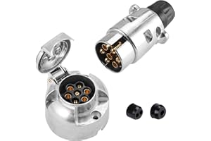 SPARKMOTO Anhänger Metall Stecker 7 Polig Steckdose 7 Polig Set,12V Wasserdicht Aluminiumgehäuse 7 Polige Anhänger Stecker Steckdose Für Anhänger Wohnmobil Wohnwagen AHK Adapter Stecker Steckdose