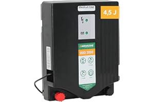 Agrarzone Dispositivo di Recinzione Elettrica Duo 3000 12V / 230V, 4,5 Joule - Funzionamento a Batteria o a Rete - Dispositivo Elettrico per recinzioni