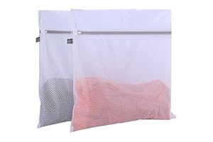 UNMOT 2Pcs Mesh Laundry Bags for Washing Machine, Travel Laundry Bag Set for Washer Dryer, Durable Net Wash Bags for Delicates, Bras, Underwear, Portable & Reusable (S 30cmx40cm)