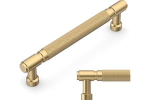 Amerdeco 10 Pack Gold knurled Cabinet Pulls 6.3 Inch(160mm) Hole Center Drawer Pulls Cabinet Hardware Kitchen Cabinet Handles for Bathroom AM032