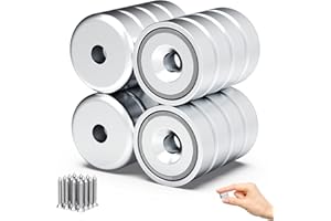 Ant Mag Neodymium Round Base Cup Magnets 20 lbs Pulling Force 0.79"(20mm) Pack of 16 with Countersunk Hole,Mounting Screws,Industrial Strength Rare Earth Magnets for Home,Work