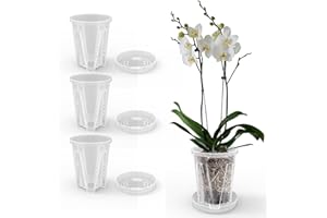 Lnopever Pot Orchidée 3 Piece 5.5 inch Clear Pots with Saucer Drainage Hole Pot Plastique Plante Indoor Outdoor Balcony Desk