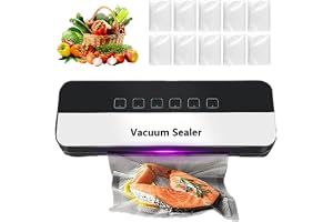 120 W vakuummaskin för livsmedel, automatisk vakuumförpackningsenhet, med extern sugfunktion och UV-sterilisering, kraftfullt vakuumförseglare 65 KPA med 10 påsar
