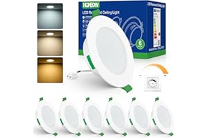 HOMEOW Spot LED Encastrable Dimmable 7W, 220V Spots de Plafond Extra Plat, Spot Salle de Bain IP44, Reglable Blanc Chaud 2700K Blanc Neutre 4000K Blanc Froid 6000K, Trou Φ75-90mm, Lot de 6