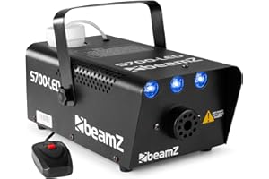 Beamz S700-LED Machine à Fumée avec LED Effet Glace, 700 Watts, 3x LED Bleu, 75m3 de Fumée par Minute, Réservoir de 250ml, Télécommande Filaire, Idéal pour Soirée, Animation et Mariage