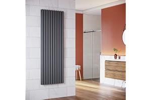 ELEGANT Radiatore a pannello di design, 1800 x 590 mm, colore antracite, doppio strato, connettore centrale, tubo verticale