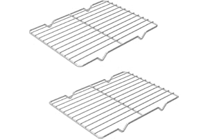 Linkidea Lot de 2 grilles de Refroidissement métalliques, grilles de Cuisson rectangulaires en Acier Inoxydable 7,8'' x 10,2'', compatibles Four, pour Plats jetables (argenté)