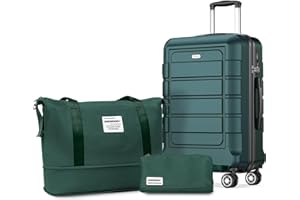 SHOWKOO Valigia Trolley Espandibile Ultra Leggero ABS+PC Durevole Valige Trolley da Viaggio con Chiusura TSA e 4 Ruote Doppie