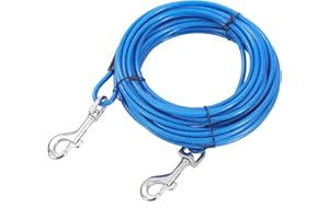 TOPWAY Cavo per Cani 9m Guinzaglio da Cortile per Cani Acciaio Galvanizzato, per Esterni Cortile Campeggio Parco Animali Domestici, Blu