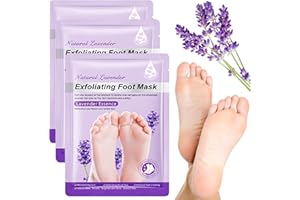 KIGHDEL 3 Pairs of Foot Mask, Lavender Foot Peel Mask, Foot Peel Mask for Hard Skin, Moisturizing Foot Peel, Nourishing Foot Mask Socks, Exfoliating for Cracked Heels, Dead and Dry Skin