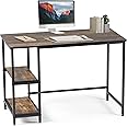 T-THREE.120cm computer home office desk, study table, writing workstation, gaming station with black metal frame and storage shelf, ideal for compact spaces, bedrooms, and student areas.