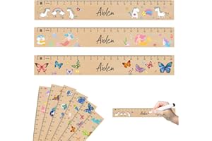 Montrestar 3 Stück Lineal Kinder, 21CM Holz Lineal mit Verschiedene Motiven, Einzigartige Grundschule Geschenke, Holzlineal Geschenk zur 2025 Mädchen Einschulung Schulanfänger Schuleinführung