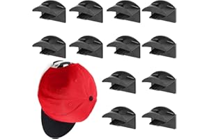 MEYDLL Crochets de Chapeaux Support Mural, 12 Pièces Adhésifs Crochets Muraux pour Chapeaux Support pour Casquettes de Baseball, Sac à Main, Écharpes (Noir)