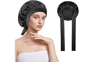 KissDate 100% Mulberry Silk Bonnet for Sleeping, 19 Momme Silk Bonnet Natural Silks Hair Wrap for Sleeping, Silks Sleep Cap with Tie Band for Women Hair Care
