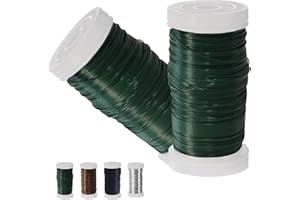 MIENOCOL 2 Roll Green Floral Wire, 0.35mm×55m, Jewellery & Garden Paddle Wire for Craft & Wreath Binding