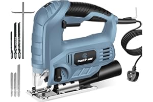 C P CHANTPOWER Jigsaw Tool, 600W 800-3000 SPM Jig Saw with 6 Variable Speed, 4 Orbital Sets, 6 T-Shank Saw Blades, Scale Ruler, ±45°Bevel Cutting Angle