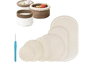 NZZVNZ Pack of 6 Crochet Baskets, Wooden Base for DIY Basket, Crochet Basket Base, Wood, Hollow Crochet Basket