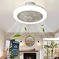 OERIY Ceiling Fans with Lights and Remote, 45CM LED Modern Flush Mount Ceiling Fan with Light, 6 Speed Dimmable Low Profile Ceiling Fan Timming Reversible Bladeless Ceiling Fan Kitchen Bedroom (White)