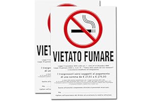 EVEREST ADV 2 Adesivi VIETATO FUMARE Grandi con Normativa | Dimensioni cm 15x21 | No Smoking | Divieto di Fumo | Adesivo Resistente per Interno ed Esterno | 2 pz