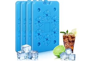 CIANBIFN 4 Pain de Glace, Bloc Glace pour Glaciere env. 200 g, 16 x 11 x 1,8 cm, Pain de Glace pour Sac Isotherme 12h de Refroidissement, pour Voyage et Camping Aliments Réfrigérés, Boissons