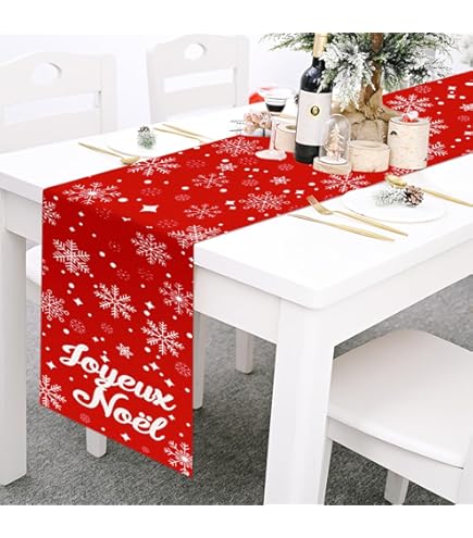 Chemin De Table De Noël, Chemin De Table Bonhomme De Neige Brodé Pour Décorer La Table à Manger Et La Table Basse - Maison