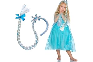 Flicka peruk pannband fläta blå 70 cm | Hårstycke av fiber, prinsessor peruk, långhårig flätor, hårförlängningar hårband, fest & cosplay tillbehör