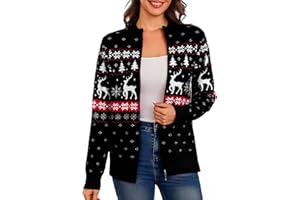 Aottori Strickjacke Damen Kurz mit Reißverschluss Strickjacken Cardigan Langarm Stehkragen Elegant Trachtenjacke Pullover Einfarbig Strickmantel Jacke Outerwear
