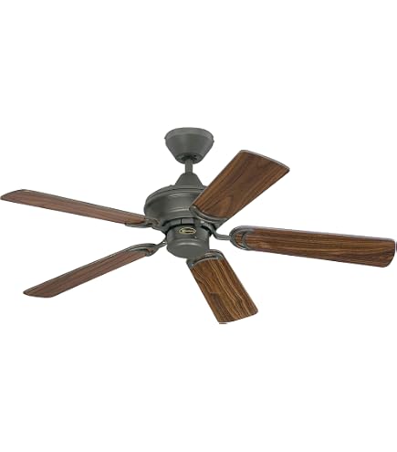 Ventilateur De Plafond 5 Pales Avec Lampe Everett 132 Cm - Finition Expresso, Verre Scavo, Pour Pièces à Plafond Bas