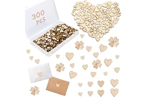 DEVENIRRICHE 300 Stück Klein Holzherzen Deko, Mini Holz Herzen Verschönerungen Holzscheiben Deko Holz Herz Mini Wooden Hearts zum Basteln für DIY Handwerk Verzierungen Tischdeko 6 8 10 12mm