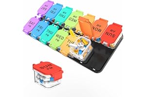 YAKLIM Portapillole Settimanale, Porta Pillole Per Farmaci Per 7 Giorni 14 Scomparti, Portapillole Giornaliero Grande Capacità, Staccabile, Facile da Aprire, Per Vitamine, Medicinali e Integratori