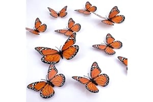 SAVITA 24 Stück Schmetterlings Dekoration, Künstliches Leichtgewicht Schmetterling Wanddekoration Schön 3D Monarch Schmetterling Wandaufkleber für Wandtür, Kühlschrank für Party-Geburtstagsfeiern