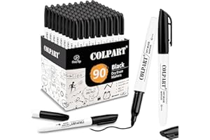 colpart Dry Erase Markers Fine Tip - Pack Of 90 Black Whiteboard Markers Bulk With Low Odor White Board Markers Dry Erase For School, Office, Home, Work On White Board & Calendar, Refrigerator