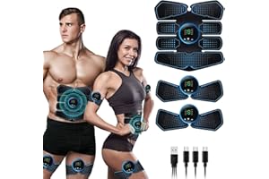 WARDBES Elettrostimolatore per Addominali,Elettrostimolatore Muscolare,EMS Stimolatore,USB Addominale Tonificante Cintura, Cintura Addominale per Muscoli Addominali snelli e tonici,Addome/Braccio/Gamba