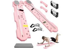 LIROPAU Pilates Board, Pilates Reformer Compact, Tragbare und Faltbare Pilates Reformers Maschine mit Auto Rückprall, multifunktionales Bauchmuskelbrett für Zuhause und im Fitnessstudio