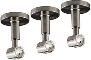 Victoria M. Gardinenstangen-Halterung Decke Deckenhalter Vorhangstange, 1-läufig, Silber, Ø 16 mm, 3er Pack