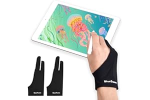 BlueSwan Zeichenhandschuh für digitales Zeichnen, reibungsfreie, atmungsaktive 2-Finger Antifouling Handschuhe für iPad, Grafiktabletts