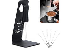 Foyucool WDT Tool, Magnetico Caffè Distributore Aghi, Agitatore della Polvere dell'espresso, 6 Pin Installati + 6 Pin di Riserva, Supporto Magnetico in Lega di Alluminio
