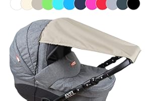 BABYLUX Sonnenschutz UV Rollo Schütz SONNENSEGEL Sonnendach für Kinderwagen Buggy (Khaki)