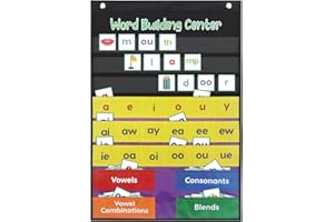 Boczif Word Building Center Pocket Chart for Educational Preschool Learning Resources, Syllable, Word Recognition Pocket Chart with Word Families Cards, Classroom Pocket Chart, Teacher Pocket Charts