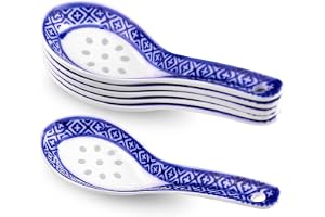 6 stycken soppskedar, blå och vita keramiska soppskedar, keramiska Ramen skedar, Dessertsked