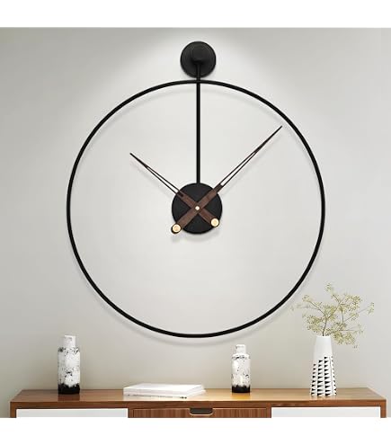 Cander Berlin BARLA - Orologio da parete XXL, silenzioso, 50 cm, in metallo, senza ticchettio, grande, moderno, nero, soggiorno, cucina, vintage