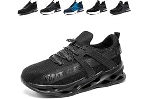 Loiston Chaussures de Sécurité Hommes Basket de Securite Femme Embout Acier Antidérapante Légère Coussin d'air Absorption Chaussures de Travail Noir Bleu Gris EU36-48